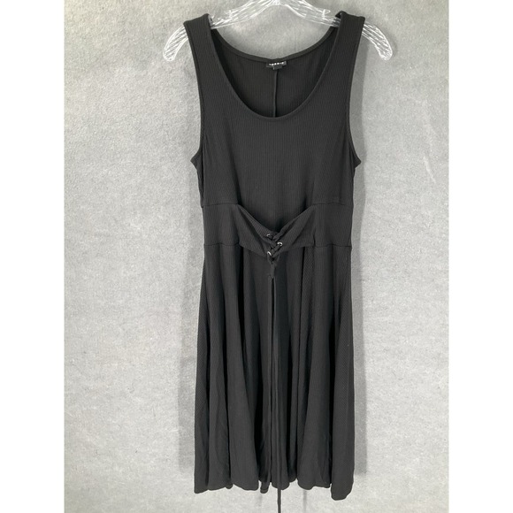 torrid Dresses & Skirts - Torrid Dress Women 1x Black Corset Tie Sleeveless‎ Ribbed Flowy Stretch Peasant